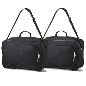 16 Inch Carry On Hand Luggage Flight Duffle Bag, 2Nd Bag Or Underseat, 19L (2 X Black)