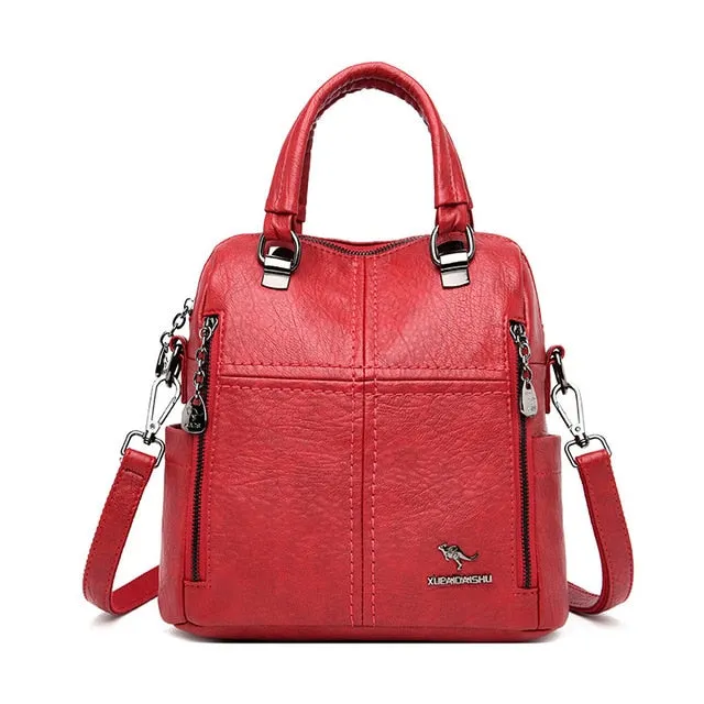 2020 New High Quality Leather Backpack Women Shoulder Bags Multifunction Travel School Bags