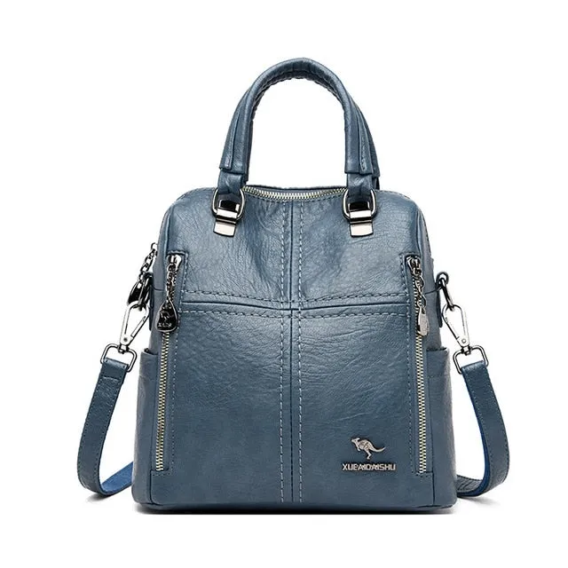 2020 New High Quality Leather Backpack Women Shoulder Bags Multifunction Travel School Bags