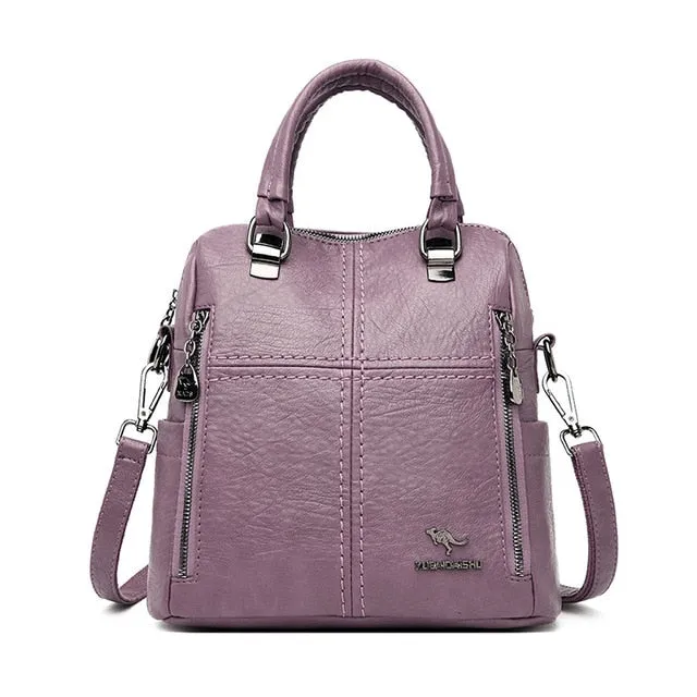 2020 New High Quality Leather Backpack Women Shoulder Bags Multifunction Travel School Bags