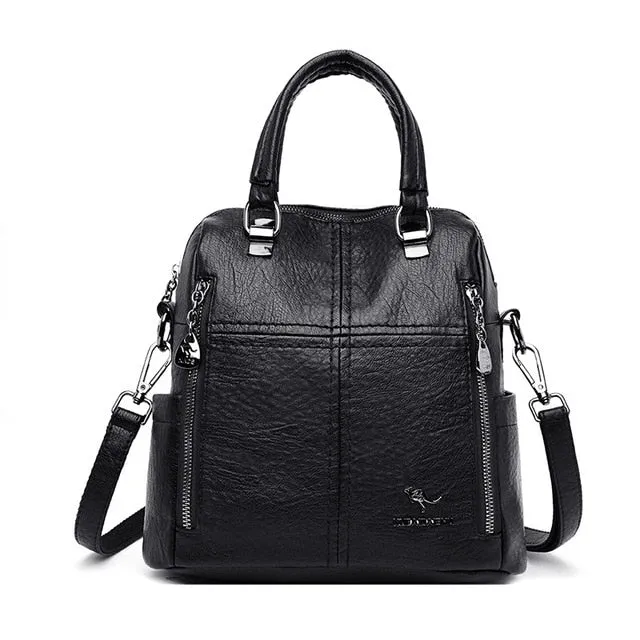 2020 New High Quality Leather Backpack Women Shoulder Bags Multifunction Travel School Bags