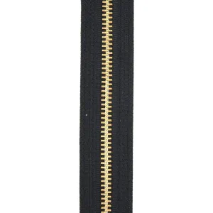 #5 Black, YKK Metal Chain Narrow Zipper Tape with Brass Teeth, #5M-NAR-BLK