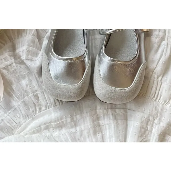 Adhesive Strap Faux Leather Mary Jane Flat Mules