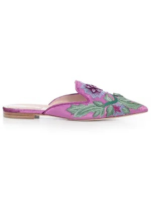 Alberta Ferretti Mia Embroidered Slip On Mules