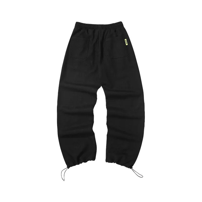 American high street style color breasted open stretch rope leg casual pants