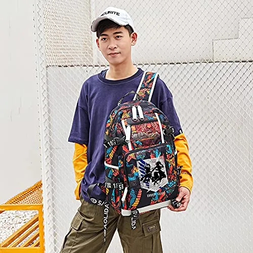 Attacks on Titans Backpack,USB Charging Port Laptop Backpack,Casual Travel Backpack Multipurpose Computer Bag Large black College Bookbag