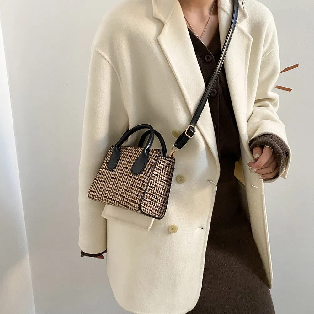 Back to College Retro Plaid Mini Handbags For Women 2021 Soft Pu Leather Crossbody Bag Female Small Shoulder Bag Wild Tote Bags Phone Purses