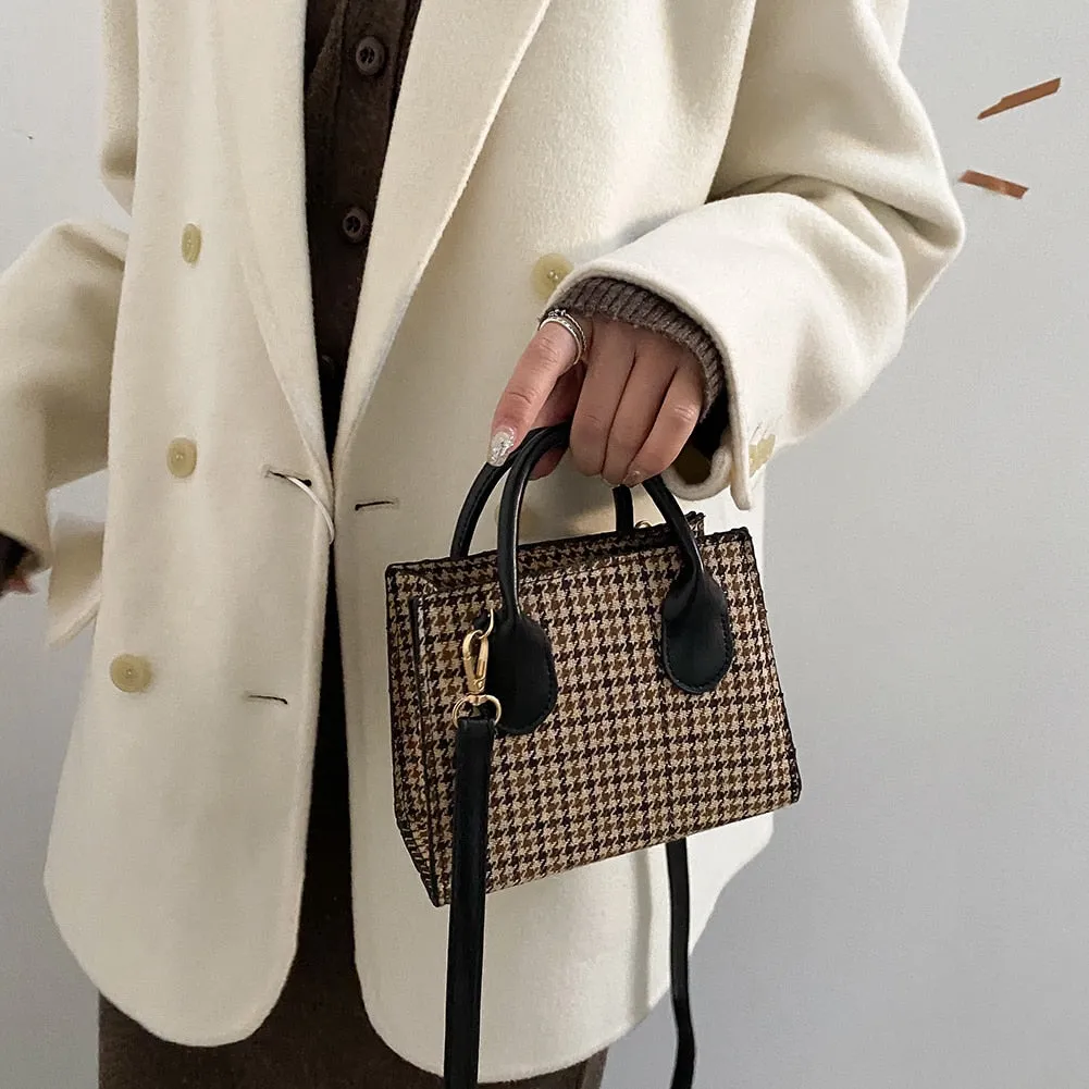 Back to College Retro Plaid Mini Handbags For Women 2021 Soft Pu Leather Crossbody Bag Female Small Shoulder Bag Wild Tote Bags Phone Purses