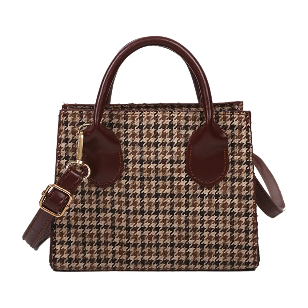 Back to College Retro Plaid Mini Handbags For Women 2021 Soft Pu Leather Crossbody Bag Female Small Shoulder Bag Wild Tote Bags Phone Purses