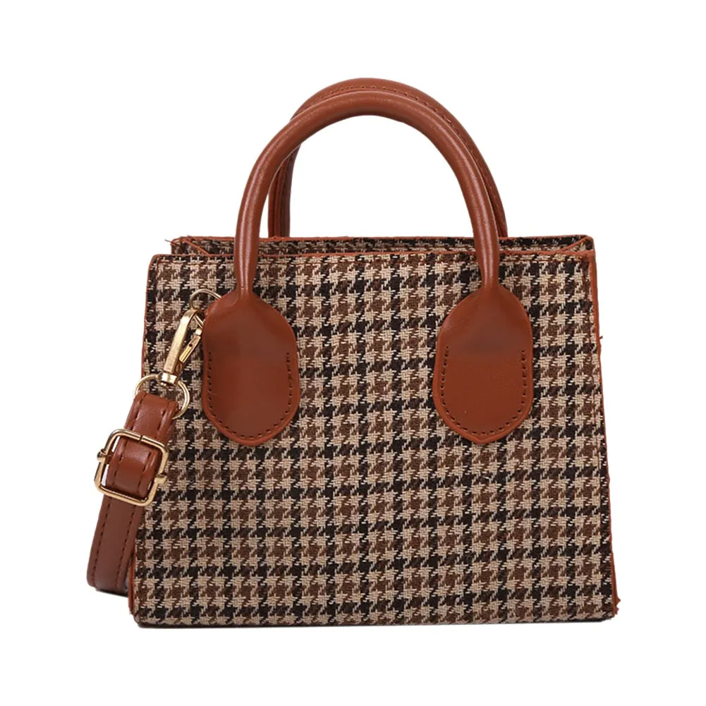 Back to College Retro Plaid Mini Handbags For Women 2021 Soft Pu Leather Crossbody Bag Female Small Shoulder Bag Wild Tote Bags Phone Purses