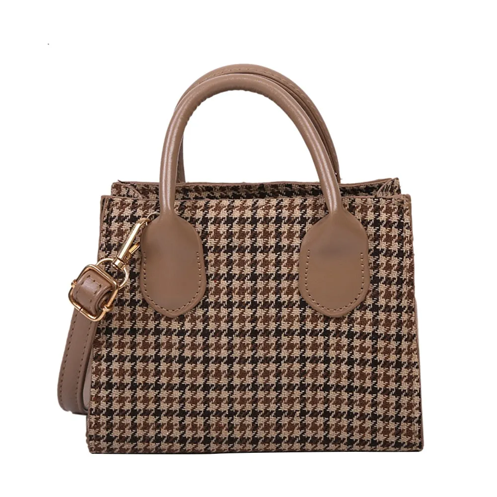 Back to College Retro Plaid Mini Handbags For Women 2021 Soft Pu Leather Crossbody Bag Female Small Shoulder Bag Wild Tote Bags Phone Purses
