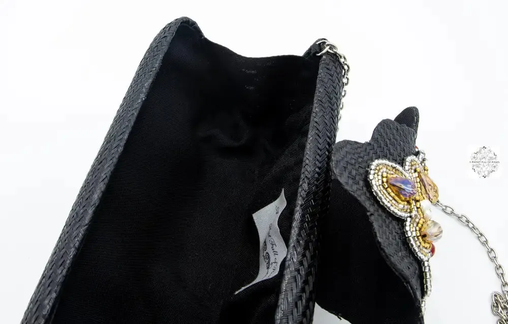 Black rectangular clutch (with optional reception strap) made in the Philippines