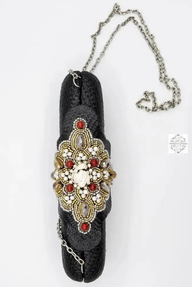 Black rectangular clutch (with optional reception strap) made in the Philippines