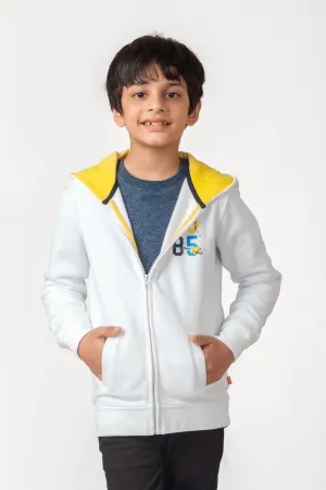 Boys Atheletic White Fleece Hoodie