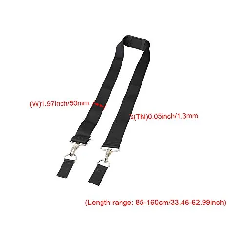 BQLZR 50MM Width Black Backpack Waist Belt Strap D-Ring Buckle with Shoulder Pad for DIY Toolbox