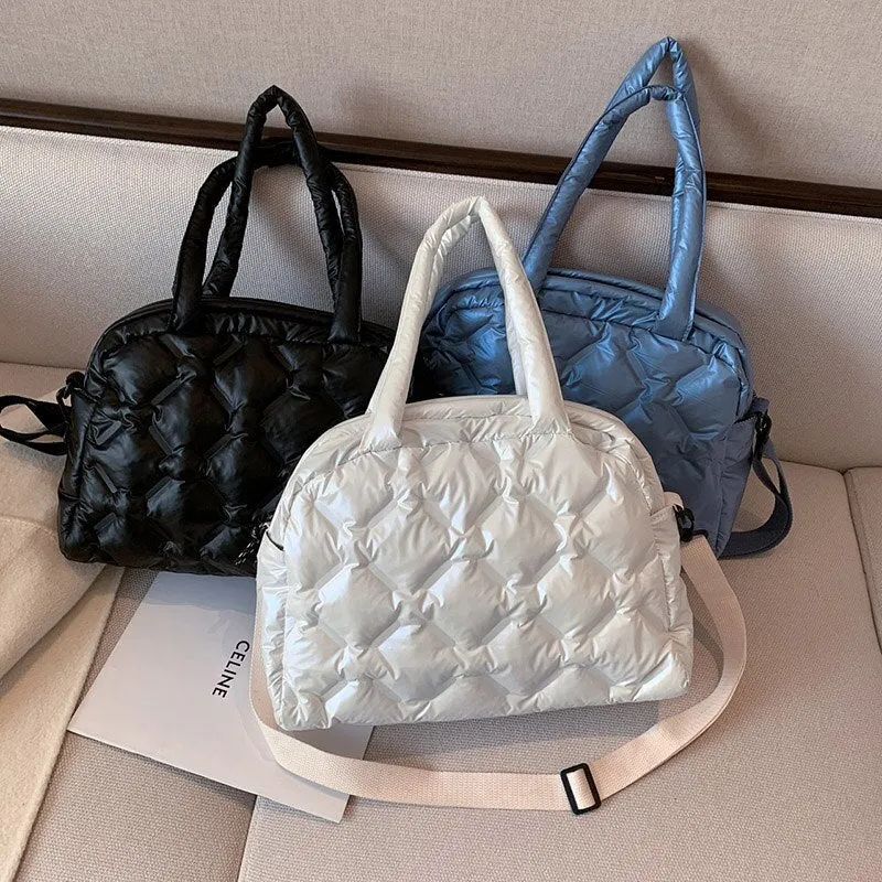 Christmas Gift Luxury Space Pad Ladies Pillow Bags Winter Fashion Handbags Shoulder Bags For Women Brand Designer Down Bag Female Crossbody Bag