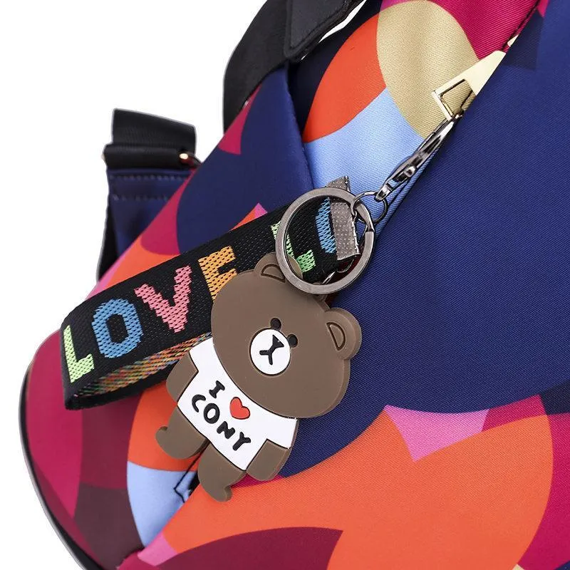 Colorful Print Nylon Oxford Anti Theft Travel Backpack Purse Handbag - 2 patterns