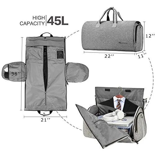 Convertible Garment Bag with Shoulder Strap, Modoker Carry on Garment Duffel Bag for Men Women - 2 in 1 Hanging Suitcase Suit Travel Bags