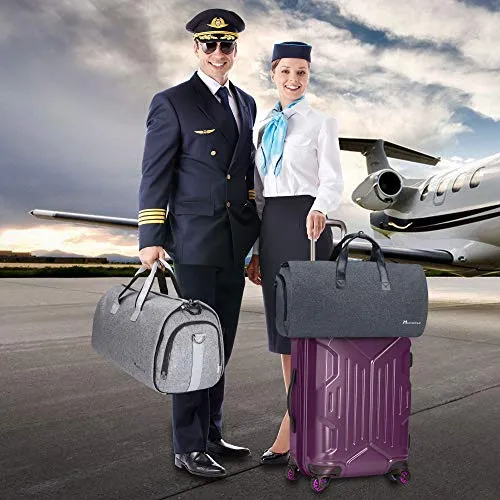 Convertible Garment Bag with Shoulder Strap, Modoker Carry on Garment Duffel Bag for Men Women - 2 in 1 Hanging Suitcase Suit Travel Bags