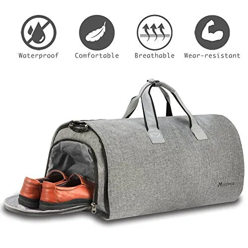 Convertible Garment Bag with Shoulder Strap, Modoker Carry on Garment Duffel Bag for Men Women - 2 in 1 Hanging Suitcase Suit Travel Bags