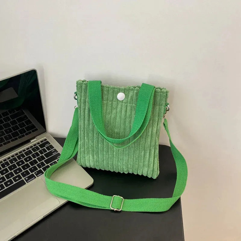 Corduroy Zipper Handbag & Crossbody Small Bags