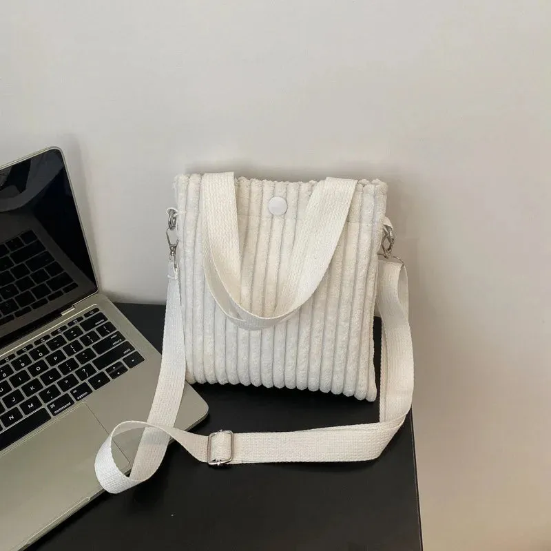 Corduroy Zipper Handbag & Crossbody Small Bags