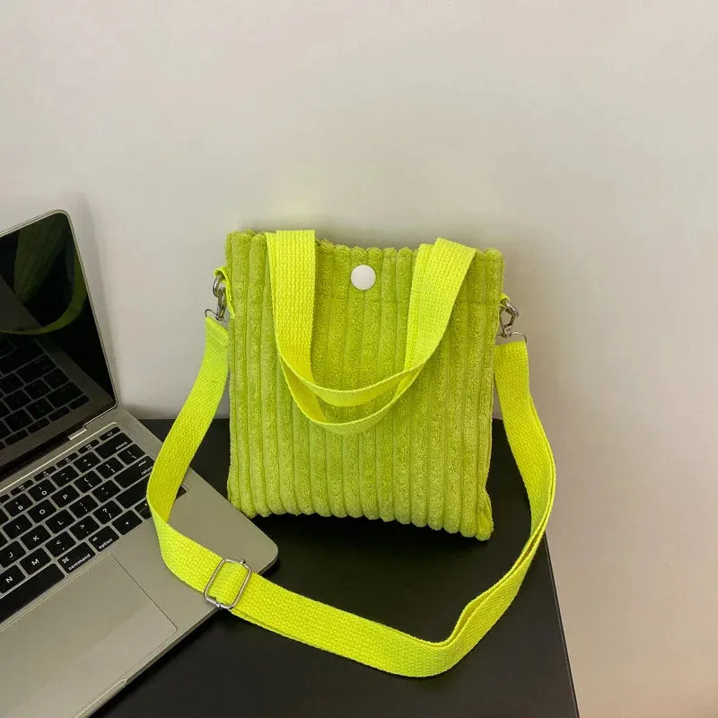Corduroy Zipper Handbag & Crossbody Small Bags