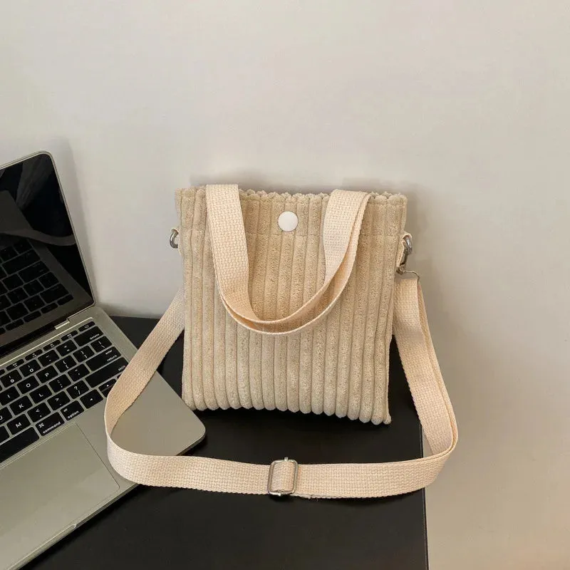 Corduroy Zipper Handbag & Crossbody Small Bags