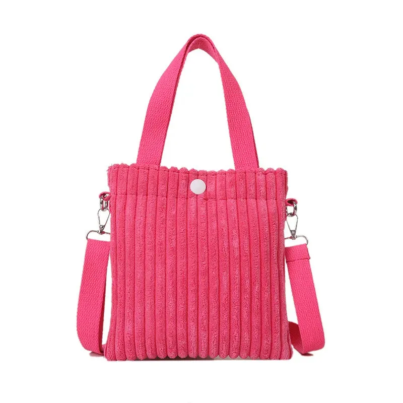 Corduroy Zipper Handbag & Crossbody Small Bags