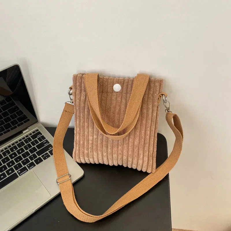 Corduroy Zipper Handbag & Crossbody Small Bags