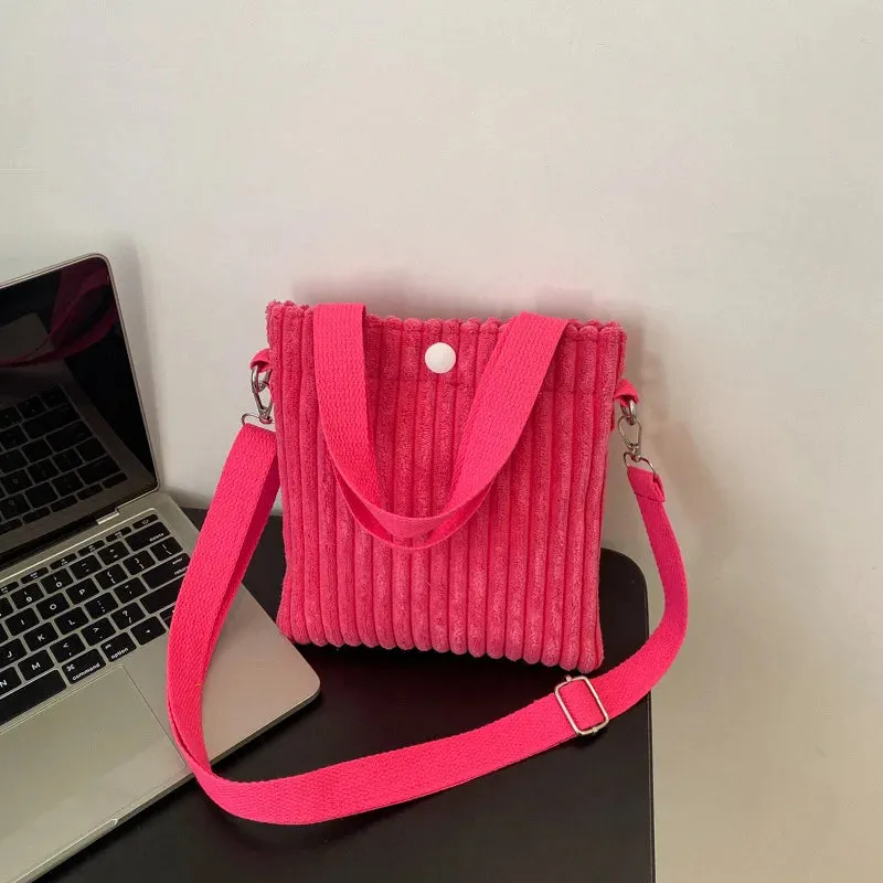 Corduroy Zipper Handbag & Crossbody Small Bags