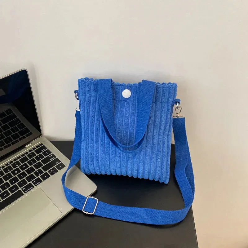 Corduroy Zipper Handbag & Crossbody Small Bags