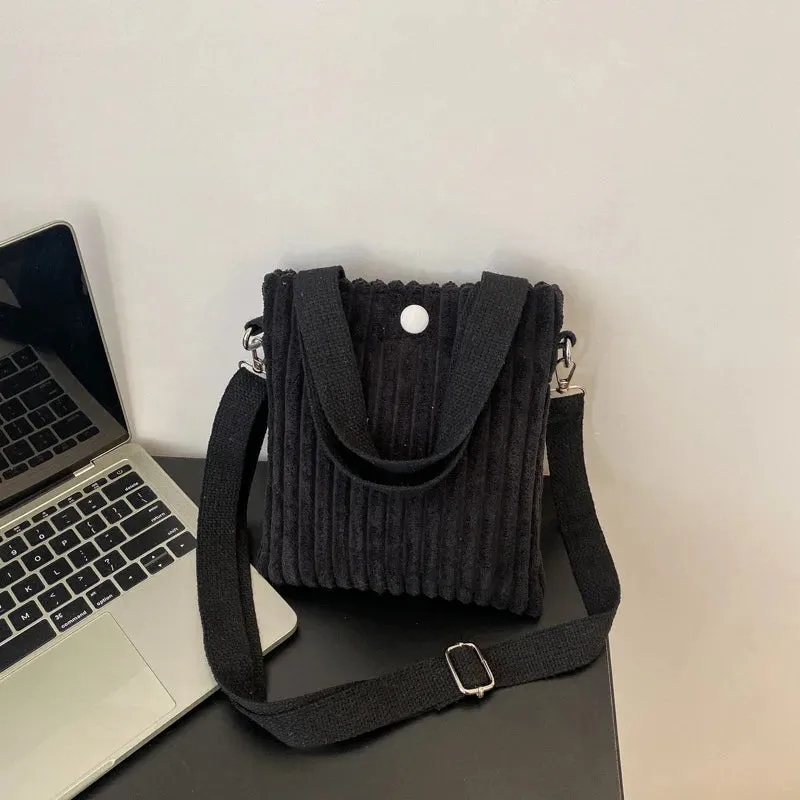 Corduroy Zipper Handbag & Crossbody Small Bags