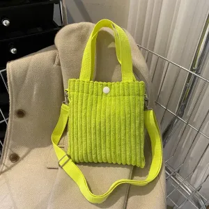 Corduroy Zipper Handbag & Crossbody Small Bags