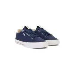 COTTON-CANVAS TRAINERS WITH SIGNATURE-STRIPE TRIM