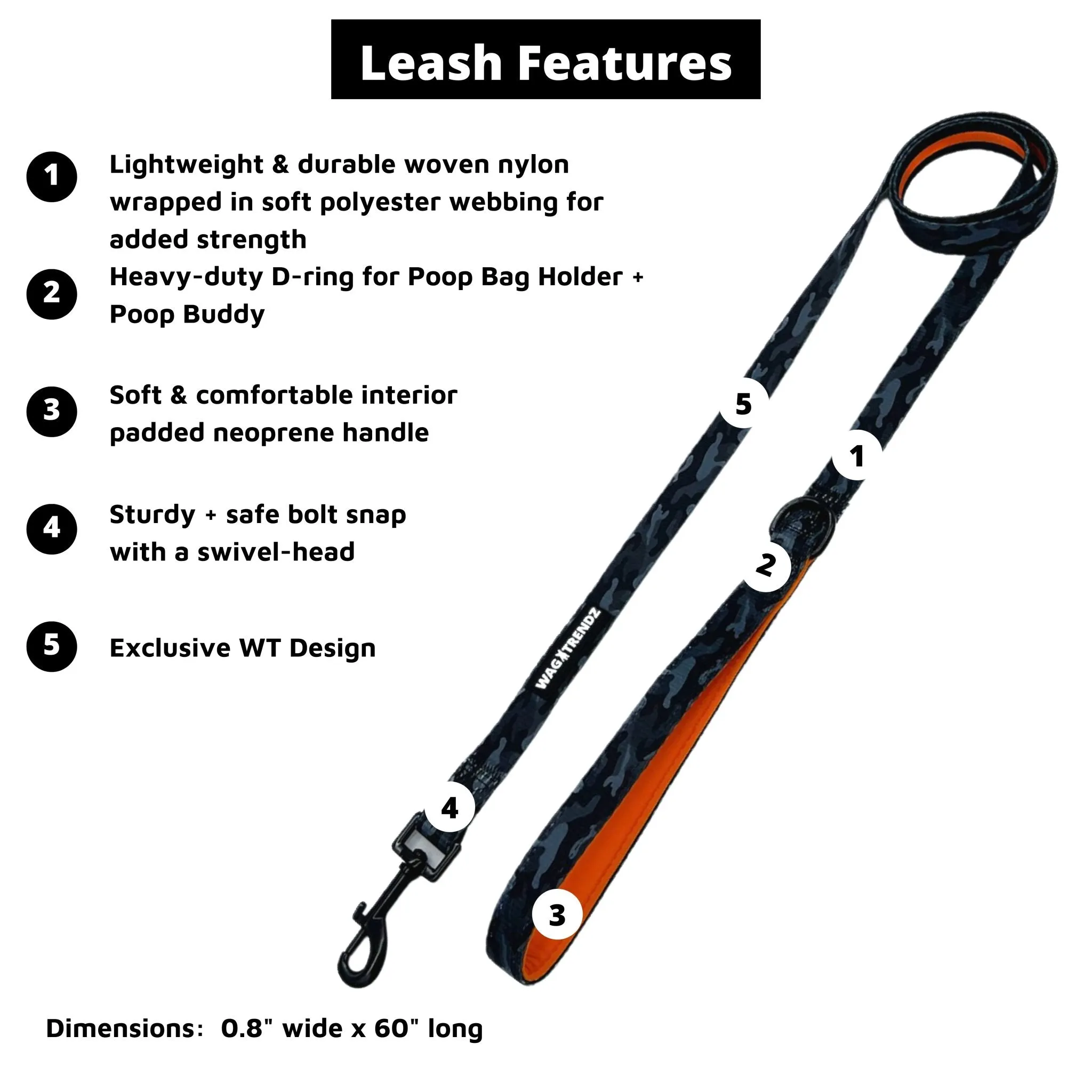 Dog Collar, Harness and Leash Set | Camo Chic (SHēk) Orange