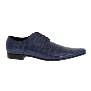 Dolce & Gabbana Blue Crocodile Derby Formal Dress Shoes