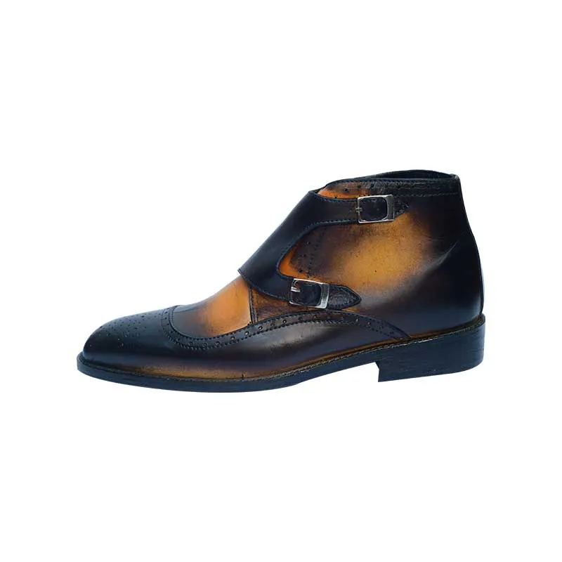 Double Buckle Long Boot with Patina Color
