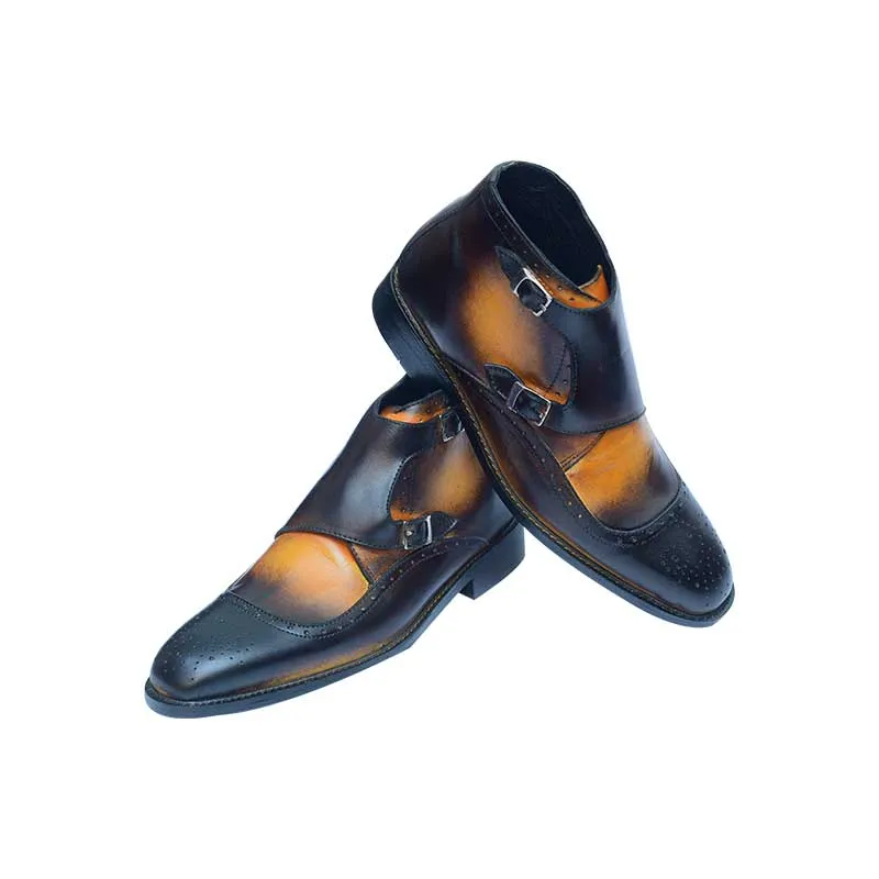 Double Buckle Long Boot with Patina Color