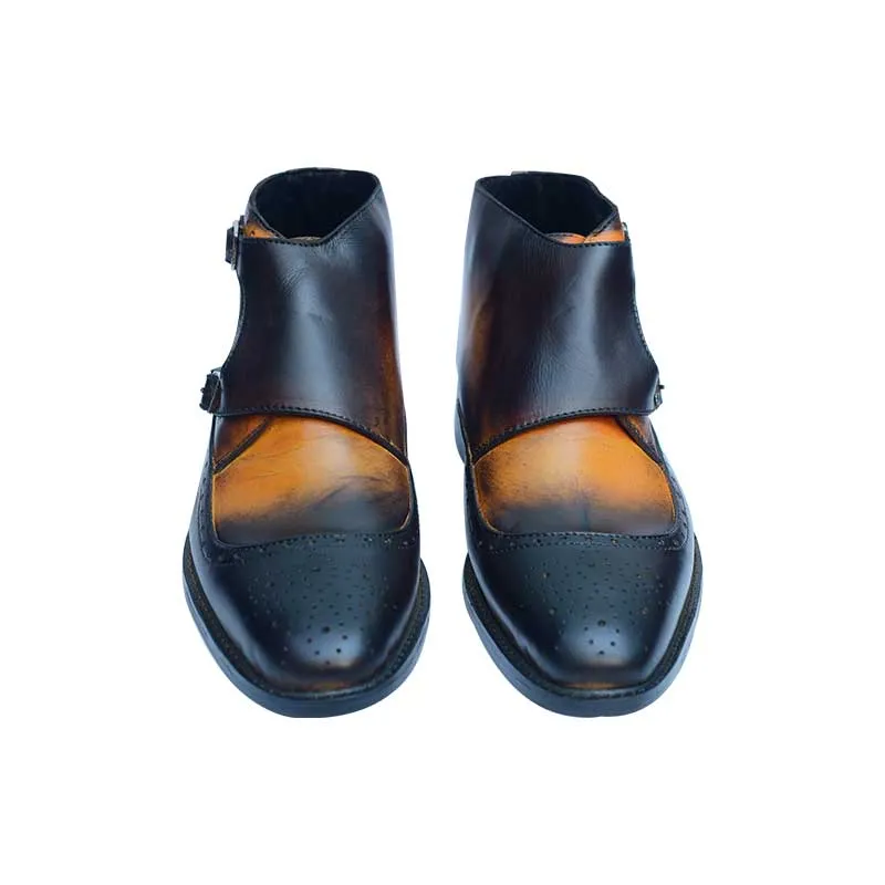 Double Buckle Long Boot with Patina Color