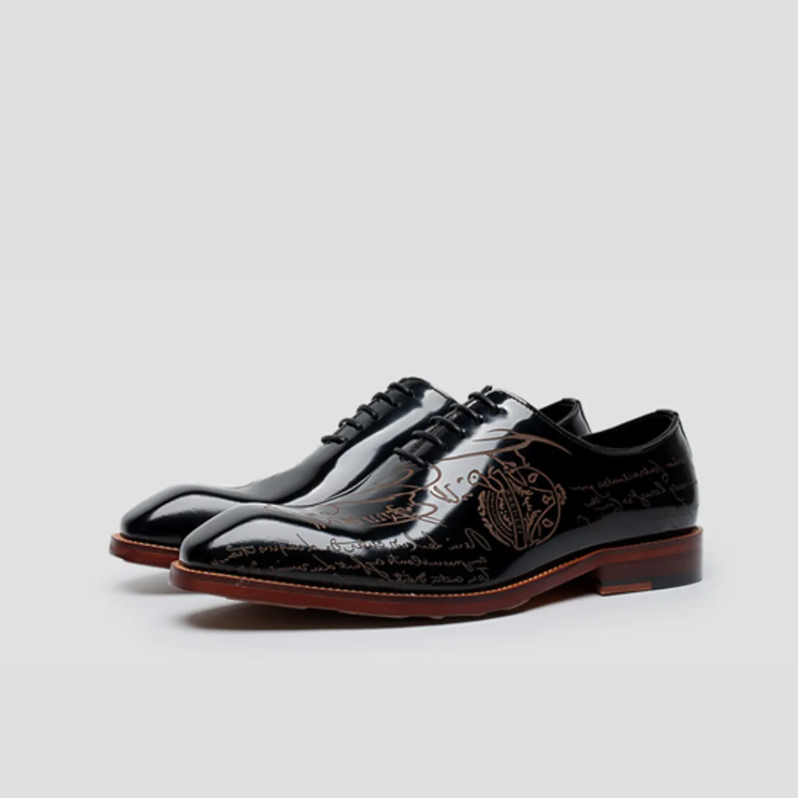 ElegantEpic Embossed Oxford Shoes – Black Leather Formal Oxford Shoes for Men