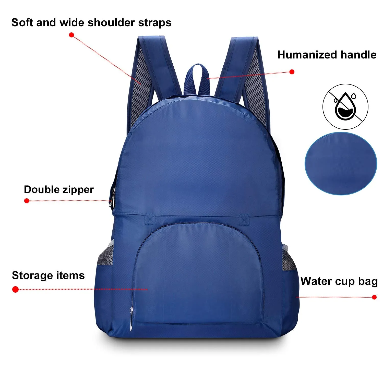 Etercycle Ultra Lightweight Foldable Backpack for Women Men, 2 in 1 Folding Travel Hand Bag Water Resistant Travel Hiking Backpacks Daypacks 20-35L(Navy)
