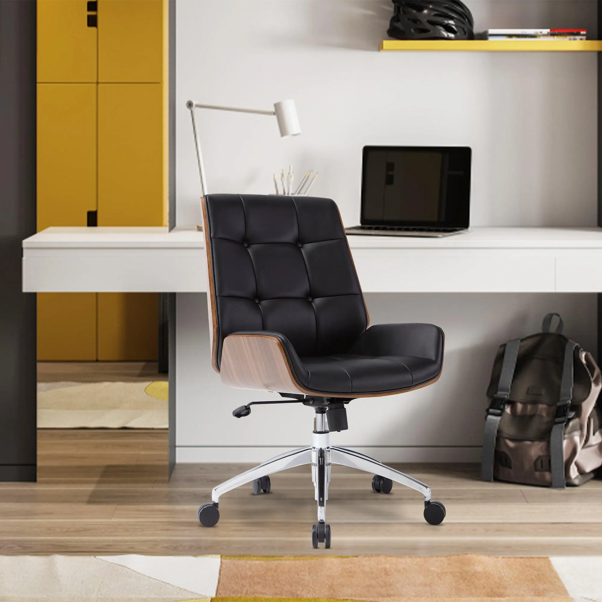Executive Ergonomic Office Leather Chairs with Tilt and Height Adjustable, Black