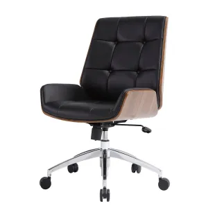 Executive Ergonomic Office Leather Chairs with Tilt and Height Adjustable, Black