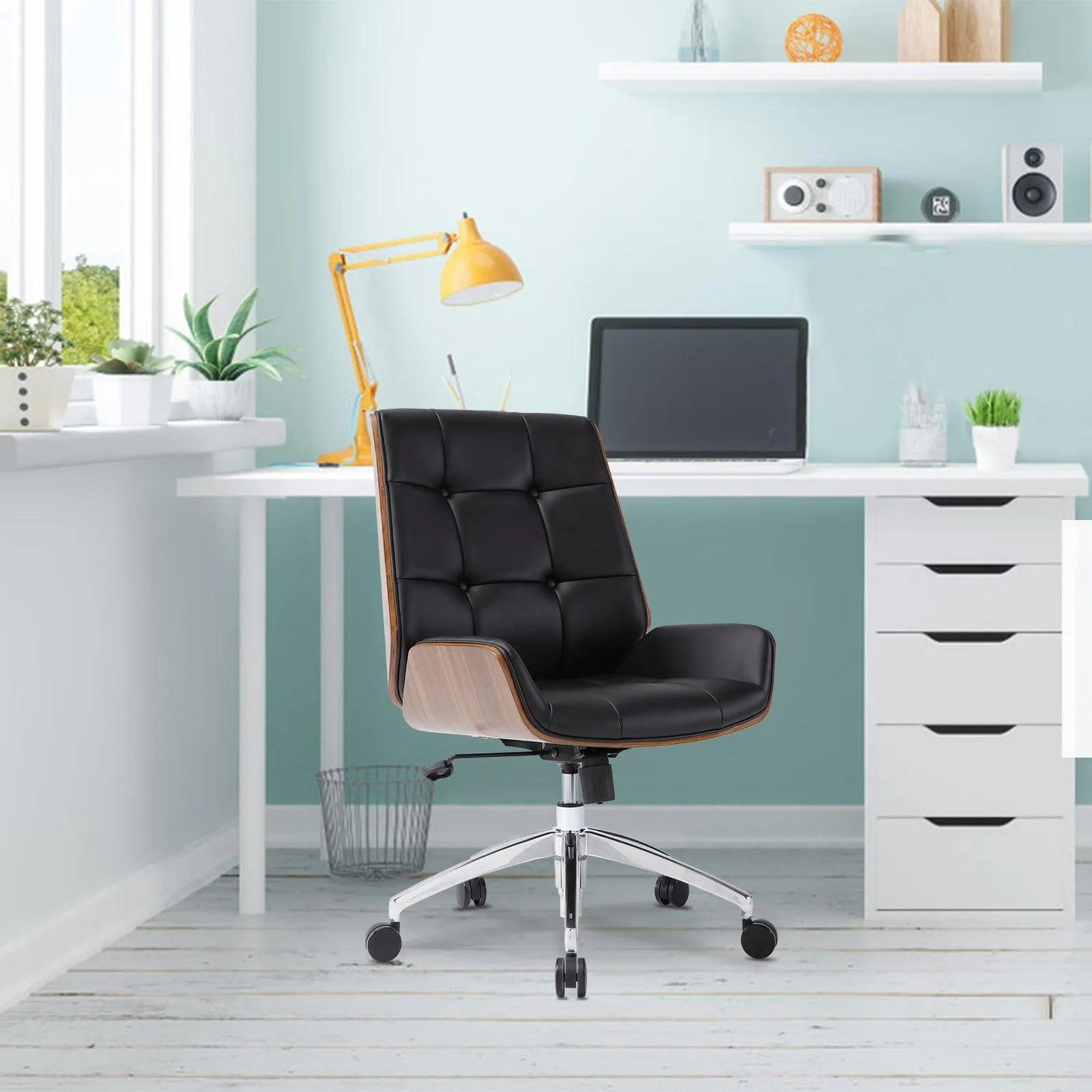 Executive Ergonomic Office Leather Chairs with Tilt and Height Adjustable, Black