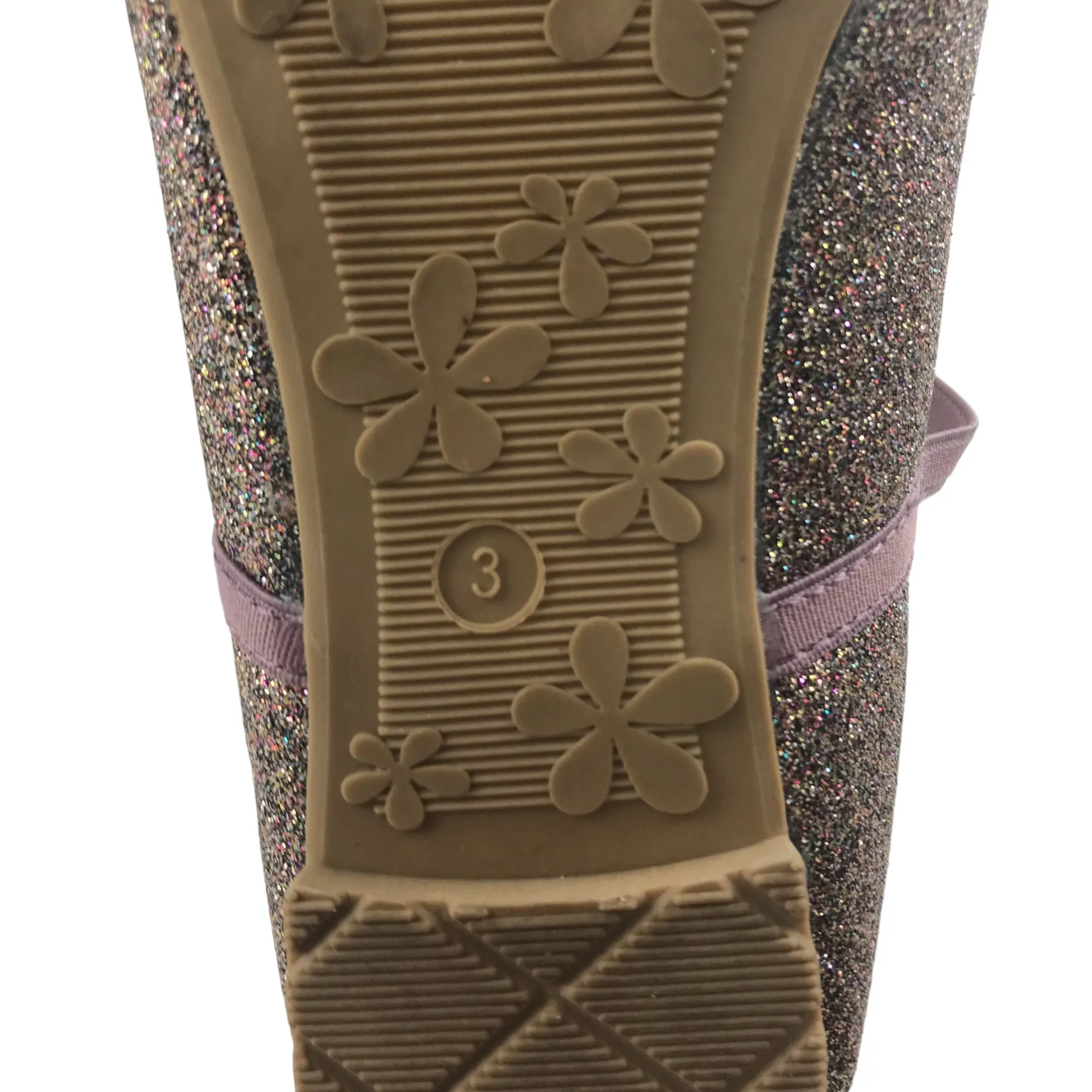 F&F Ballerinas Shoe Size 3 Pink Glittery with Elasticated Bar