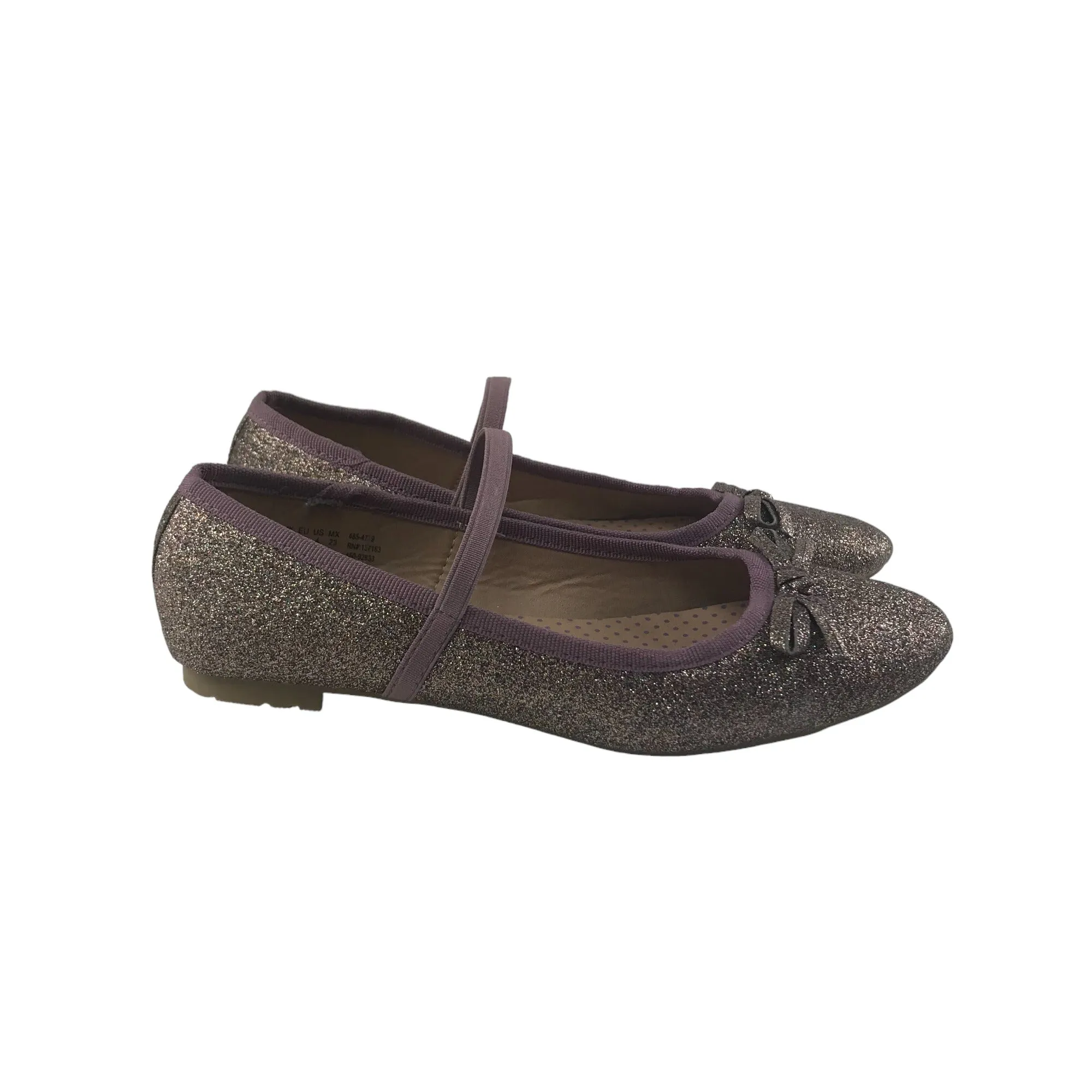 F&F Ballerinas Shoe Size 3 Pink Glittery with Elasticated Bar