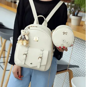 Fashionable 3 pcs Set Bag Women Leather Backpack Cute School Backpacks For Teenage Girls Female Shoulder Bag Flowers Purse