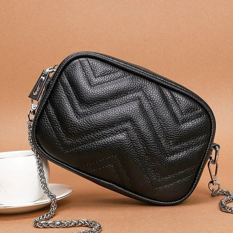 Fashionable Genuine Leather Cowhide Small Crossbody Bag for Women