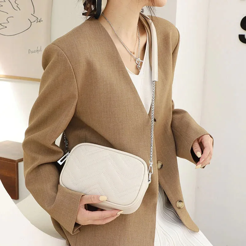 Fashionable Genuine Leather Cowhide Small Crossbody Bag for Women